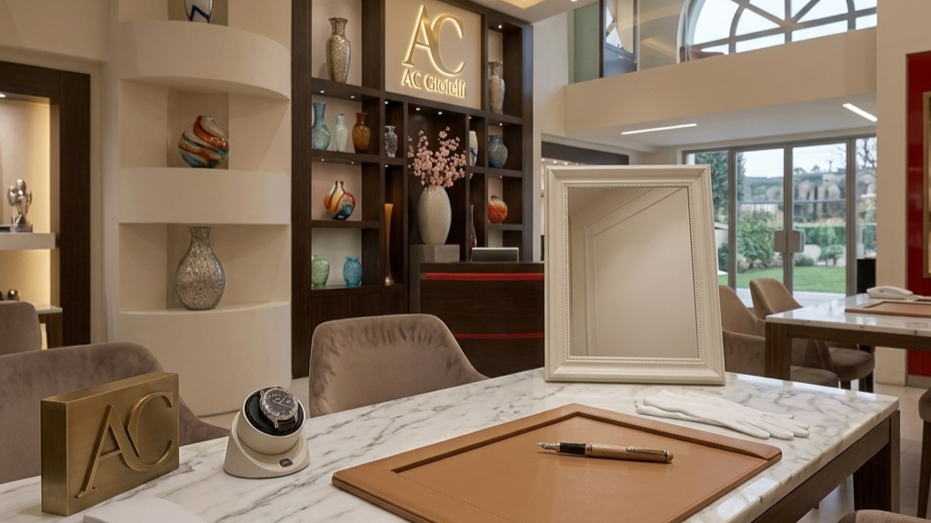 Tavolo di consulenza privato e salotto clienti della boutique AC Gioielli